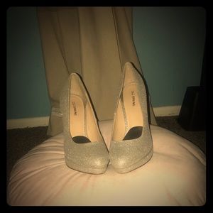 Silver sparkly heels